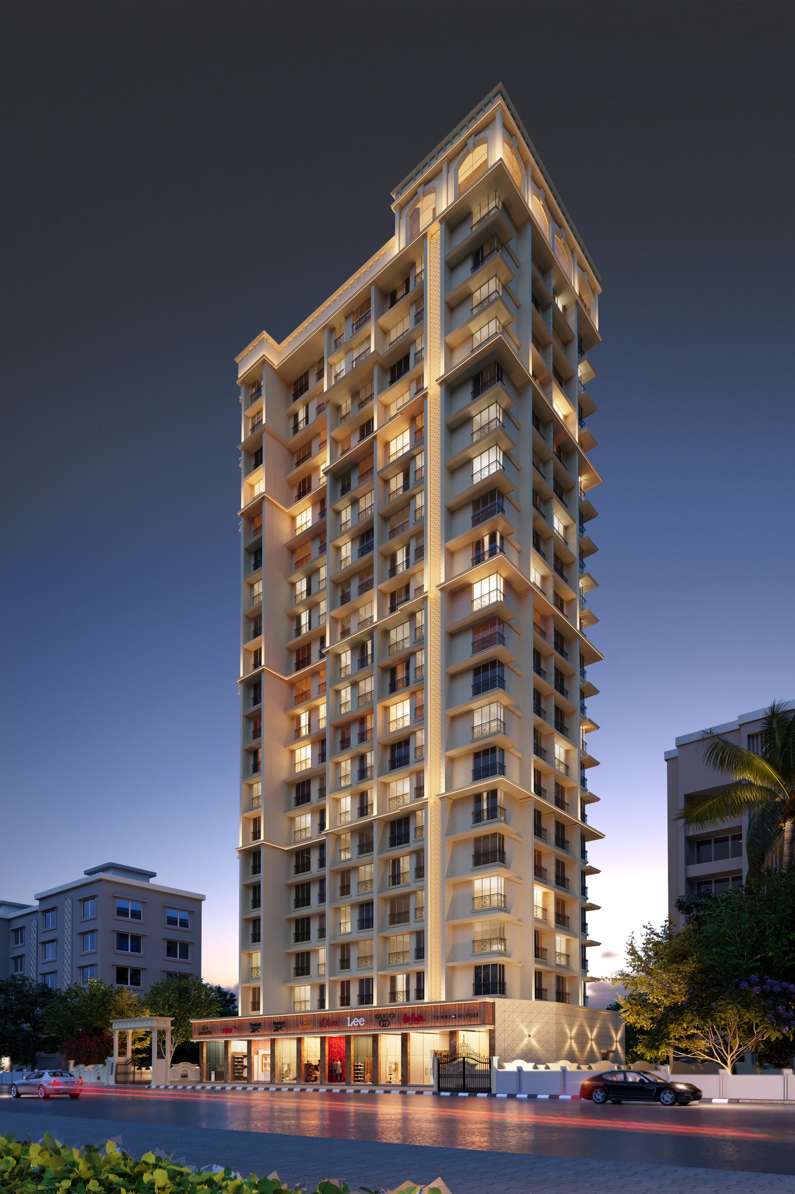 Amrapali Heights Night Elevation